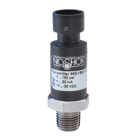 Noshok Pressure Transmitter, 0 psig to 2000 psig, 0.5% Accuracy (BFSL), 4 mA to 20 mA Output, 1/4 NPT Male, Integral Cable 18 in (IP69K) 650-2000-1-1-2-39